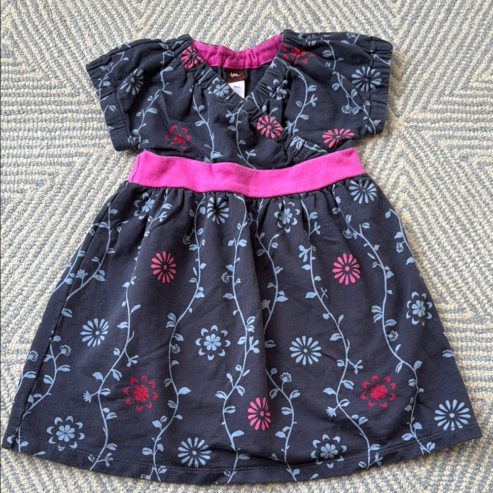 Tea Collection Blue and Pink Puff Sleeve Sundress